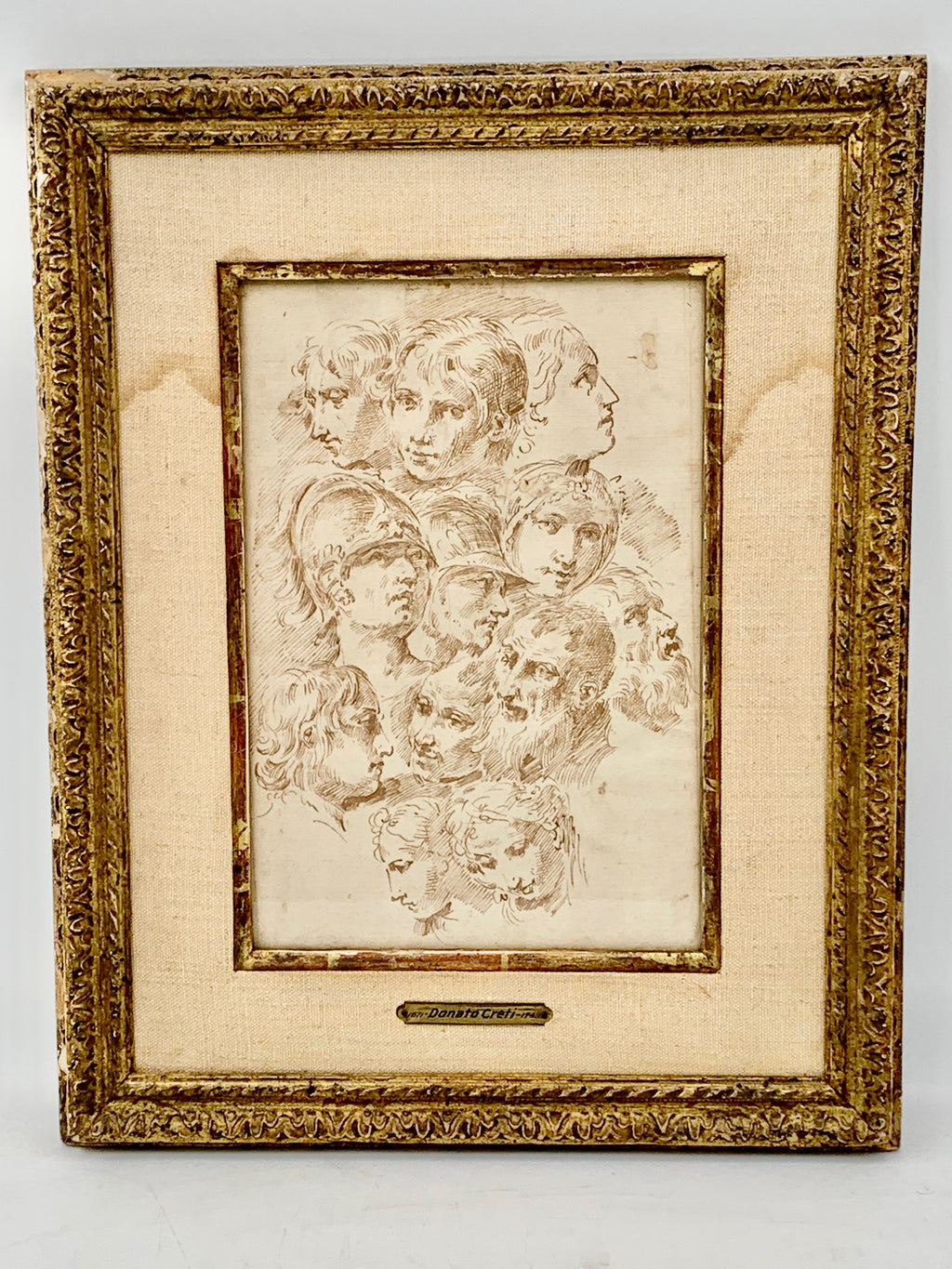 Donato Creti, Italian (1671–1749), antique brown ink on paper drawing, unsigned.