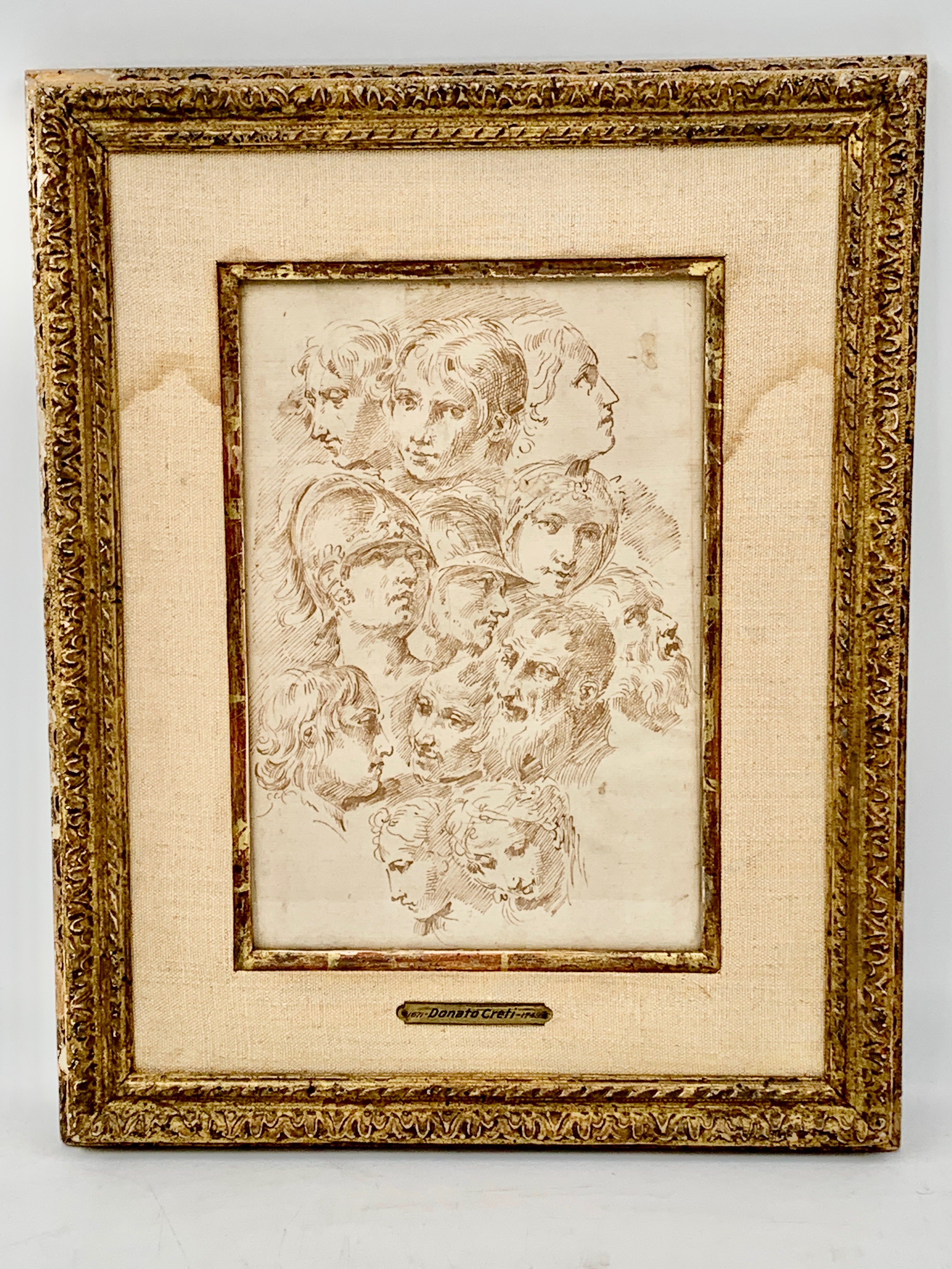 Donato Creti, Italian (1671–1749), antique brown ink on paper drawing, unsigned.